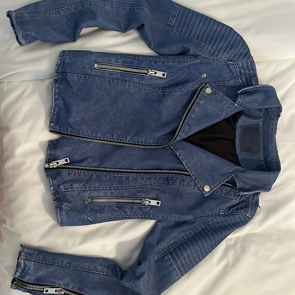 Blank NYC Blue Leather Jacket